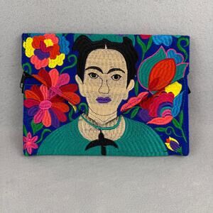 Embroidered Frida Kahlo Crossbody Shoulder Tablet Holder Purse Mexican Folk Art